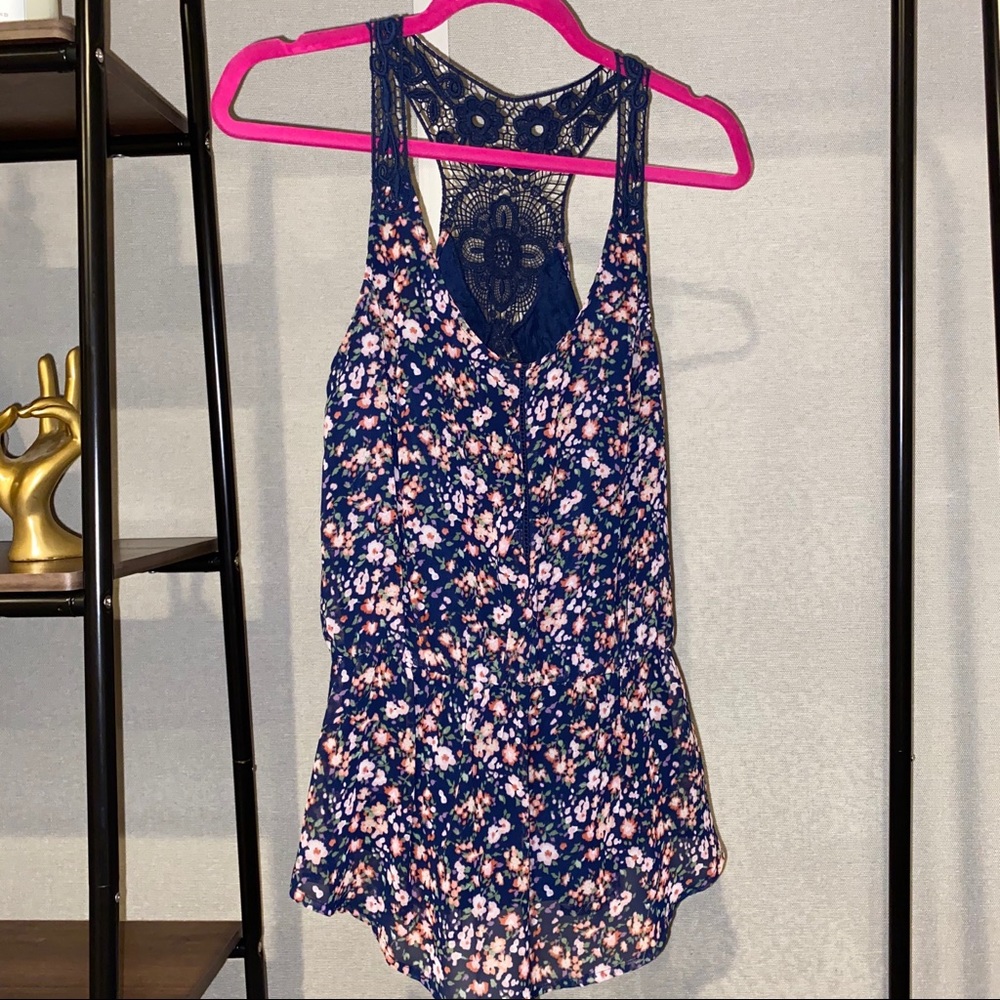 LC Lauren Conrad floral crochet racerback